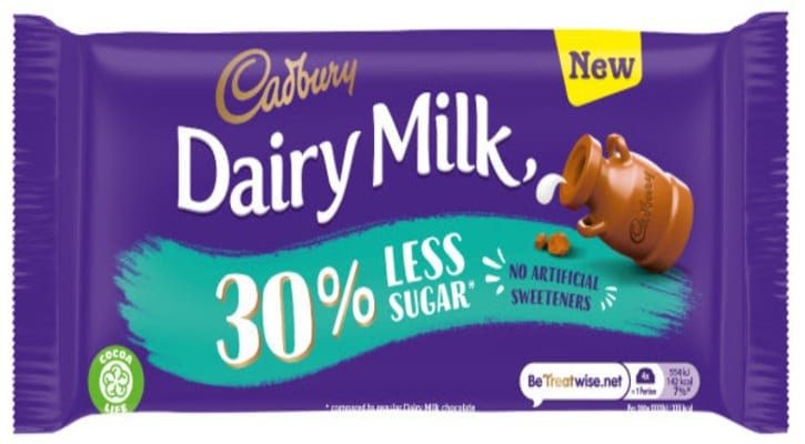 Шоколад Cadbury с низким содеражнием сахара