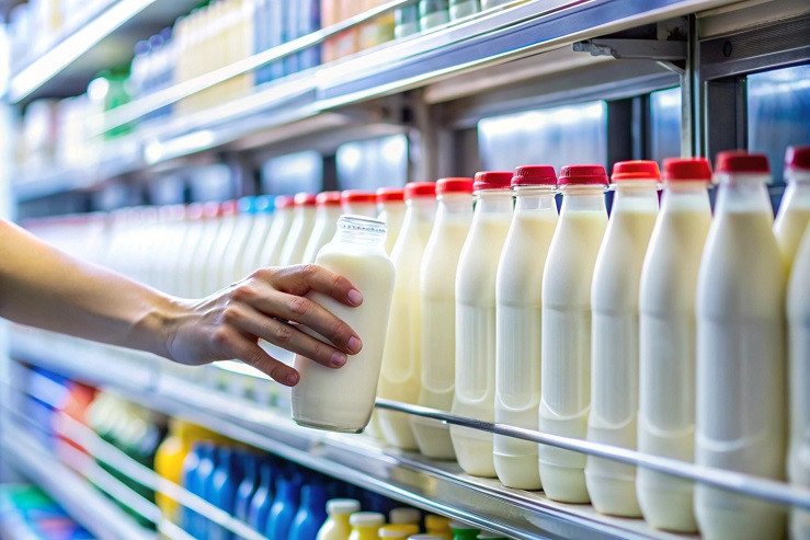 pokupatel-zabiraet-moloko-v-prohode-produktovogo-magazina