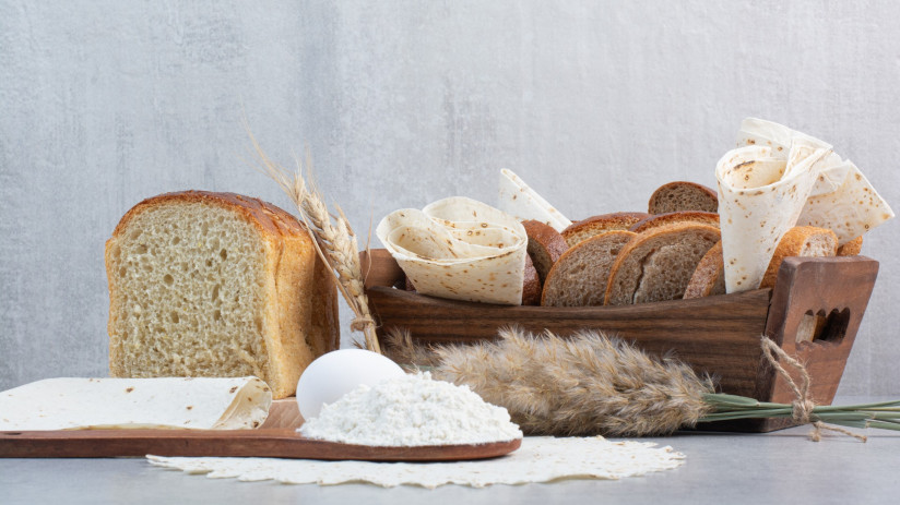 basket-bread-lavash-marble-background-high-quality-photo