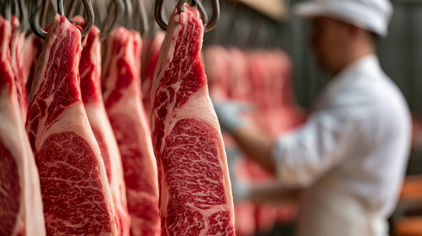 butcher-hanging-raw-steak-cuts-meat-processing-facility