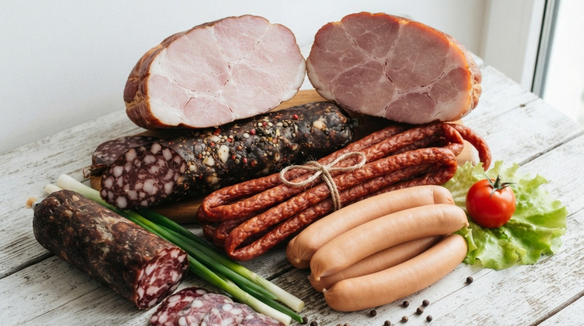 assorted-sausages-cured-meats-wooden-table