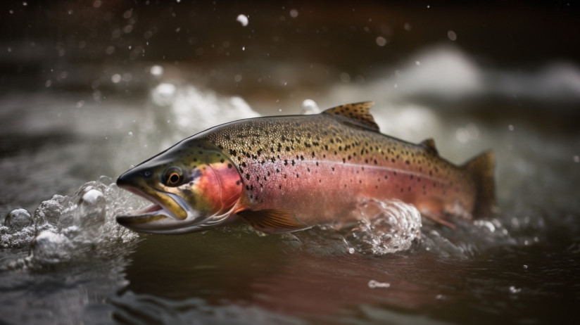 a-rainbow-trout-is-swimming-in-the-water 1