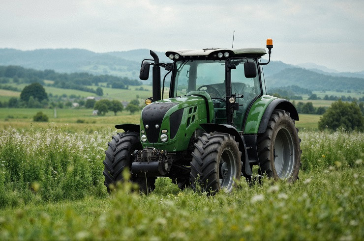 gruzovik-rabotaet-na-pole-v-solnecnyi-den